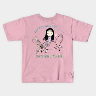 Let The World be 100% Pollution Free Mermaid Unicorn Kids T-Shirt
